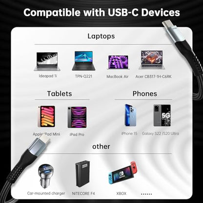 240W USB 4 Cable 3.3ft, Supports 8K@60Hz HD Display & 40Gbps Data Transfer, USB C to USB C Fast Charging for iPhone 15/Pro/Plus/Pro Max, Samsung Galaxy, Hub, Docking Station, Monitors and More - size: 3.3FT