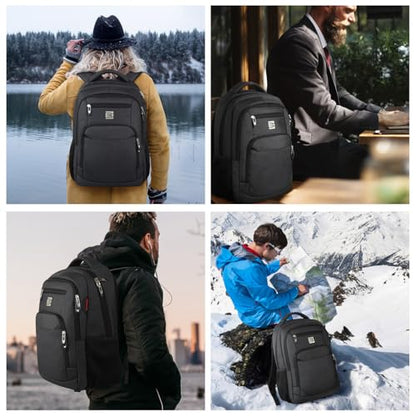 17 Inch Laptop Backpack, Business Anti Theft Slim College Backpack | Water Resistant Durable Computer Bag Gift for Women & Men Fits 15.6 Inch Laptop and Notebook - Black - color: Black, size: 17 Inch, style: Laptop Backpack, Business Anti Theft Slim Durab
