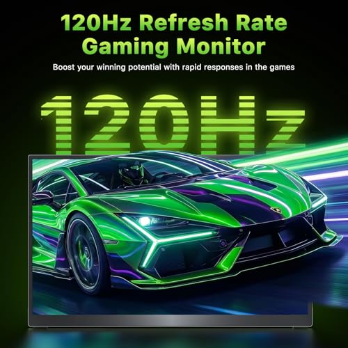 Upperizon Portable Monitor 18.5 inch 2K QHD 120% sRGB 120Hz IPS HDR HDMI USB-C Travel Monitor for Laptop MacBook PC Surface PS5 Xbox, Large External Display with Kickstand & Speakers, VESA Compatible - size: 18.5