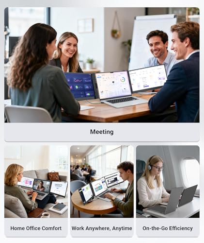Laptop Screen Extender, Ultra Thin 14" 1080P FHD Triple Portable Monitor for Laptops 13-17.3", 2.2lbs Lightweight Travel Dual Monitor Extender, Plug-Play Aluminum Extended for Mac/Windows/PS5/Chrome - style: 14" Ultra-thin Triple Screen