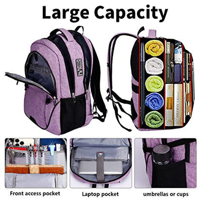 SHRRADOO Travel Laptop Backpack for Men Women, 17 Inch College Computer Bag | Anti Theft Backpack with Combination Lock, Carry On Flight Approved, Fit 17 Inch Laptop, Computer College Bag, Work Daypack - color: Purple