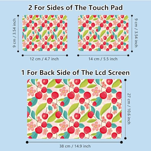 Universal Laptop Skin Sticker with 2 Wrist Pad Skins, Waterproof Scratch Resistant Vinyl Laptop Cover Decal, Cut to Fit for 11–15.6 Inch MacBook HP Dell Lenovo, Cherry - color: Cherry