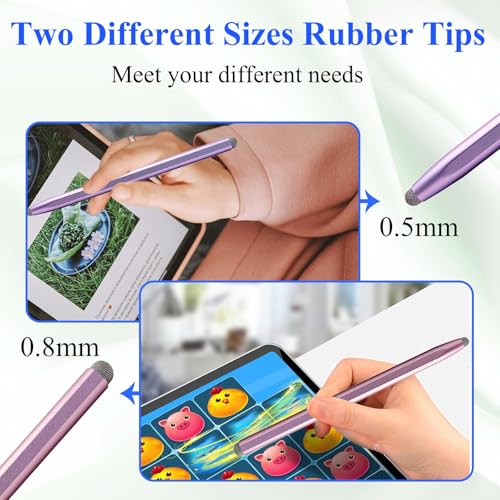 2-in-1 Stylus Pen for Touchscreen with Magnetic, Kenkor 2PCS Tablet Pencil for Nintendo Switch 2/Apple iPad/Air/Mini/Pro/iPhone/Android/Huawei/Samsung/Galaxy All Touch Screen Devices (Purple/Pink) - color: Purple+Pink