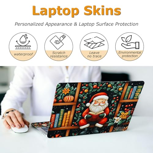 Universal Laptop Skin Sticker with 2 Wrist Pad Decals, 3-Piece Removable Vinyl Laptop Cover, Santa Claus Waterproof Anti-Scratch, Easy-Trim Fit for 13.3" 14" 15.6" Laptops - color: Santa Claus
