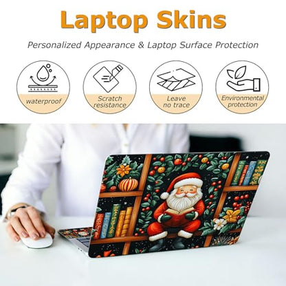 Universal Laptop Skin Sticker with 2 Wrist Pad Decals, 3-Piece Removable Vinyl Laptop Cover, Santa Claus Waterproof Anti-Scratch, Easy-Trim Fit for 13.3" 14" 15.6" Laptops - color: Santa Claus