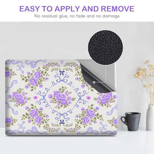 DINKY Laptop Skin Sticker Decal 15.6" 15.4" 12" 13" 13.3" 14" 15 inch Laptop Universal Vinyl Skin Stickers Cover Art Decal Notebook PC Personalized Protector, Purple Flower Bow - color: Purple Flower Bow