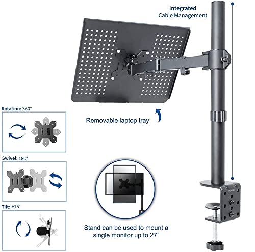 VIVO Dual 13 to 27 inch LCD Monitor Mount and Single Laptop Desk Mount Kit, Heavy Duty, Fully Adjustable Stand and Laptop Mount (Bundle)