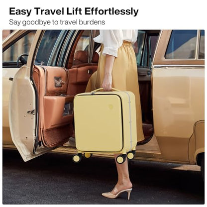 mixi 17x14x9 Carry On Luggage Underseat PC Hard Shell Suitcase Top Opening Aluminum Frame Travel Suitcases with Wheels, Lark Yellow - color: Lark Yellow, size: 17x14x9 Inch