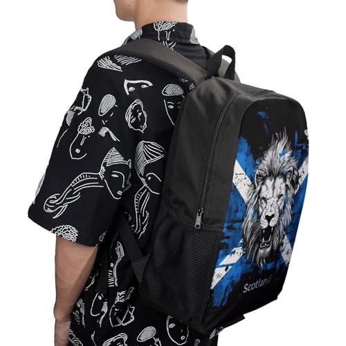 Scotland Scottish Lion 17 Inch Travel Backpack Deep Storage Laptop Shoulder Bags for Men Women
