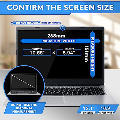 ZOEGAA 12.1 Inch Laptop Privacy Screen Protector, for 12.1 inch 16:9 Aspect Ratio 10.55"x5.94", Laptop Screen Privacy Shield and Anti Blue Light Anti Glare Screen Protector - size: 12.1 inch Computer with 16:9 Aspect Ratio
