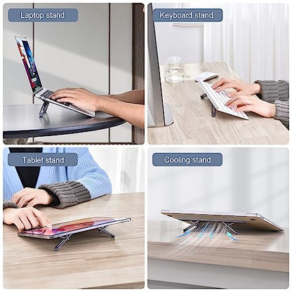 Laptop Risers for Desk, 4 Adjustable Heights Laptop Stand, Keyboard Riser, Ergonomic Laptops Feet for Desk, Compatible with MacBook Air Pro, with Dell, with HP, More 10-15.6” Laptops | Ergonomic Laptop Stand for 10-15.6 Inch MacBook Air Pro，Dell，HP, Keybo