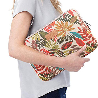 BSLVWG 10 Inch Laptop Sleeve Multi-Color & Size Choices Case/Water-Resistant Neoprene Notebook Computer Pocket Tablet Briefcase Carrying Bag/Pouch Skin Cover - color: Khaki Leaves, size: 10 inch