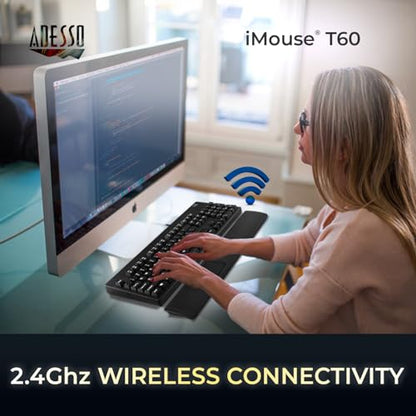 Adesso iMouse T60 2.4GHz USB Wireless Touchpad with Armrest, Ergonomic Design, Built-in Multiple Gesture Controls, Compatible with Windows