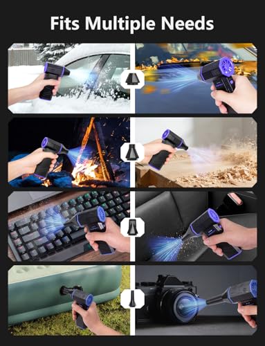 Electric Compressed Air Duster - Cortify 130,000 RPM High-Power Air Blower, Rechargeable 3-Speed Mini Handheld Dust Blower for PC, Keyboard, Electronics, Car and Home Cleaning
