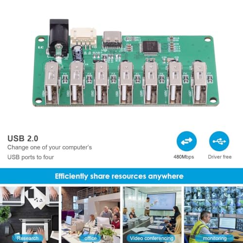 ChenYang 7 Port USB 2.0 HUB,Pitch=2.0mm 4Pin/USB C 1 to 7 USB 2.0 Splitter Port Multiplier Expansion Adapter with DC 5V Power Port for Laptop/Flash Drive/Keyborad/Mouse - style: PH2.0 1-to-7 USB-A