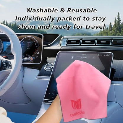 Pink Extra-Large Cleaning Cloths - 16"x12" Giant, Soft & Scratch-Free for TV, MacBook, iPad, Car Screens, Mirrors, Lenses, VR | Reusable Washable Pink & Gray 2-Pack