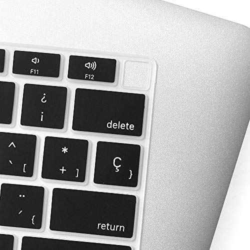 ProElife Keyboard Cover with Touch ID for MacBook Air 13-in A2337, Spanish | Black, U.S Layout, Non-interference Design for ID Key, Dust-proof, Silicone Protective Skin, Custom Fit, Washable & Reusable - color: Black-Spanish