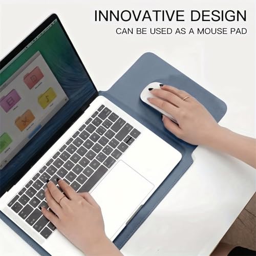 MacBook Air 14 inch Sleeve, PU Leather Laptop Sleeve Case Compatible with MacBook Air M5 M4 M3 M2 M1/MacBook Pro 13/MacBook Neo Sleeve, Slim Protective Computer Sleeve Bag for Women, Blue - color: Light Blue, size: 13.3/14inch