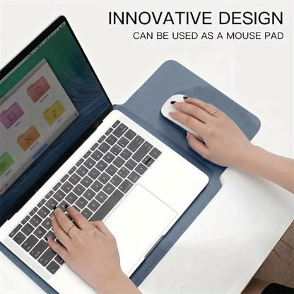 MacBook Air 14 inch Sleeve, PU Leather Laptop Sleeve Case Compatible with MacBook Air M5 M4 M3 M2 M1/MacBook Pro 13/MacBook Neo Sleeve, Slim Protective Computer Sleeve Bag for Women, Blue - color: Light Blue, size: 13.3/14inch