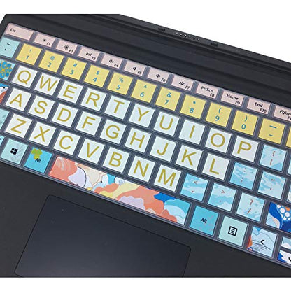 Keyboard Cover Skin for Microsoft Surface Pro 7/6/5, Silicon Protector with Big Letter Design, US Layout, Litter Flowers - color: Litter Flowers