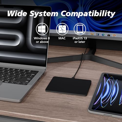 MICROPACK Digitally Yours Tri-Mode Wireless Trackpad, Bluetooth / 2.4G USB/Wired Touchpad Mouse Rechargeable for PC Laptop Desktop Tablet, Compatible with Windows macOS iPadOS (Black-2) - color: Black-2