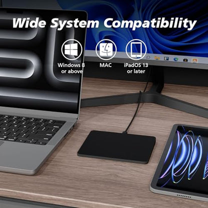 MICROPACK Digitally Yours Tri-Mode Wireless Trackpad, Bluetooth / 2.4G USB/Wired Touchpad Mouse Rechargeable for PC Laptop Desktop Tablet, Compatible with Windows macOS iPadOS (Black-2) - color: Black-2