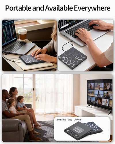 External CD DVD Drive,8 in 1 USB 3.0 and Type-C Disc Reader Writer Burner Player,Slim and Portable CD DVD +/-RW Optical Drive for PC Laptop Desktop MacBook Mac Windows Linux OS Apple - style: 8 in 1