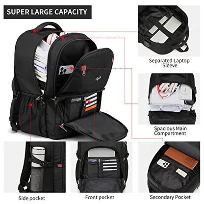 17.3 inch Laptop Backpack,Large Backpack Computer Bookbag Rucksack with USB Charging Port,Water Resistant Sturdy Backpack for Business College School Travel,Men Women Casual Daypack,Black - color: Black
