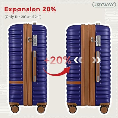 Joyway Expandable Carry on Luggage Sets Airline Approved, Lightweight Hard Shell 20 Inch Carry-on Suitcase with Spinner Wheels - color: Navy, size: Carry on luggage