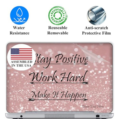 Custom Design Personalized Laptop Skin Sticker Cover Art Decal, Customize with Your Name or Text (13 Inch, Pink Stay Positive) - color: 3700, size: 13 Inch