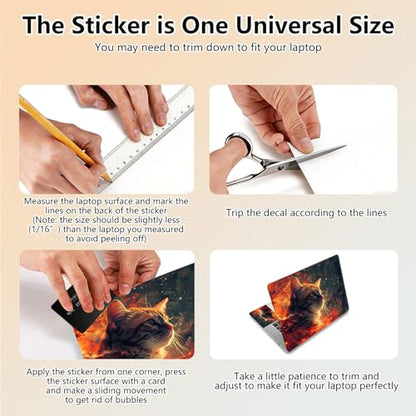 Laptop Skin Sticker Decal 15.6 Inch,12 13 13.3 14 15 15.6 in Laptop Netbook Skins for Notebook,Art Decal Removable Waterproof Scratch Resistant,Universal Vinyl Cover,Cute Fire Cat - color: Cute Fire Cat