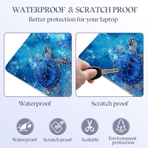 Universal Laptop Skin Sticker Decal,15.6 Inch Laptop Vinyl Cover for 13" 14" 15.6" Laptop,Waterproof Scratch-Resistant Protector Wrap,Reusable with Wrist Pads,Blue Ocean Turtles - color: Blue Ocean Turtles