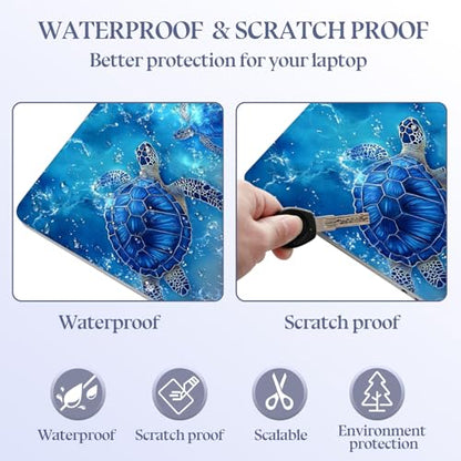 Universal Laptop Skin Sticker Decal,15.6 Inch Laptop Vinyl Cover for 13" 14" 15.6" Laptop,Scratch-Resistant Waterproof Protector Wrap,Reusable with Wrist Pads,Blue Ocean Turtles - color: Blue Ocean Turtles