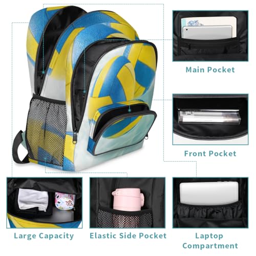 Ocean Beach Volleyball Large Backpack for Women and Men Waterproof Travel Laptop Backpack Lightweight Business Work Daypack Fits 17 Inch Computer - color: Multicolor 8