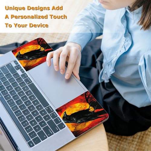 Universal Laptop Skin Sticker with 2 Wrist Pad Decals, 3-Piece Removable Vinyl Laptop Cover, Dark Crow Waterproof Anti-Scratch, Easy-Trim Fit for 13.3" 14" 15.6" Laptops - color: Dark Crow