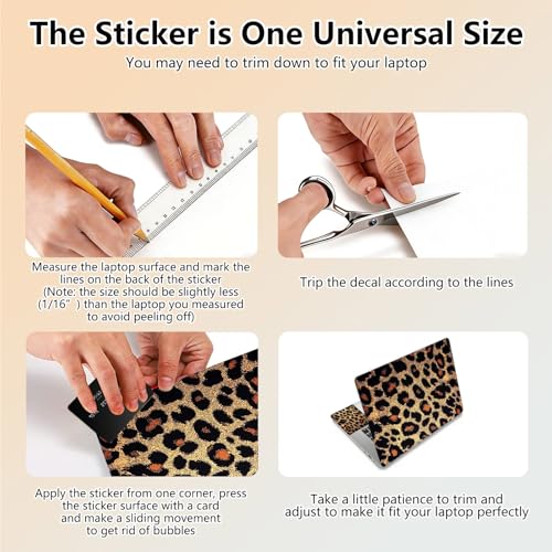 Laptop Skin Sticker Decal 15.6 Inch,12 13 13.3 14 15 15.6 in Laptop Netbook Skins for Notebook,Art Decal Removable Waterproof Scratch Resistant,Universal Vinyl Cover,Brown Leopard Print - color: Brown Leopard Print