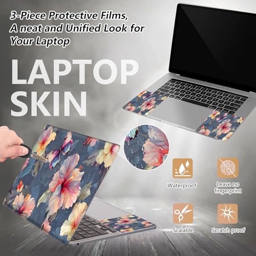 Laptop Skin Sticker for 12.1”-15.6“ Laptops (Fits 13”, 13.3”, 14”, 15”, 15.4”) | Protective Universal Reusable Vinyl Art Decal Cover | Waterproof & Scratch-Resistant-Flower Butterflies - color: Flower Butterflies