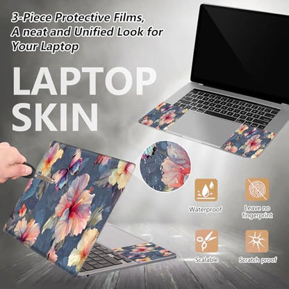 Laptop Skin Sticker for 12.1”-15.6“ Laptops (Fits 13”, 13.3”, 14”, 15”, 15.4”) | Protective Universal Reusable Vinyl Art Decal Cover | Waterproof & Scratch-Resistant-Flower Butterflies - color: Flower Butterflies