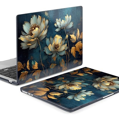 Batianda Case for MacBook Air 15" with M5 M4 M3 M2 Chip, Blooming Flowers | 4-in-1 set with artistic dark peacock flower design, lightweight slim hard shell protection for office women,girls - color: Blooming Flowers