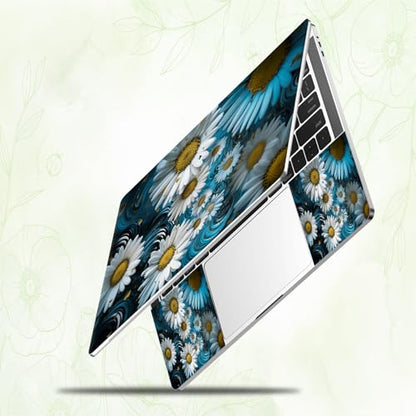 Laptop Skin Sticker Decal, Universal Reusable Vinyl Laptop Cover for 12" 13" 13.3" 14" 15" 15.4" 15.6" Notebook PC, Waterproof Scratch-Resistant with 2 Wrist Pads, Easy to Apply & Remove,Small Daisy - color: Small Daisy