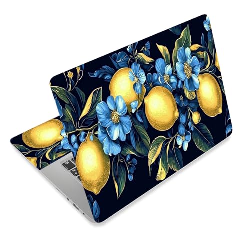 Laptop Skin Sticker Decal for 12 13 13.3 14 15 15.6 in, Universal Vinyl Waterresistant Protector Cover for Notebook PC Netbook, Computer Decor for Women Girls Lemons and Flowers - color: Lemons and Flowers