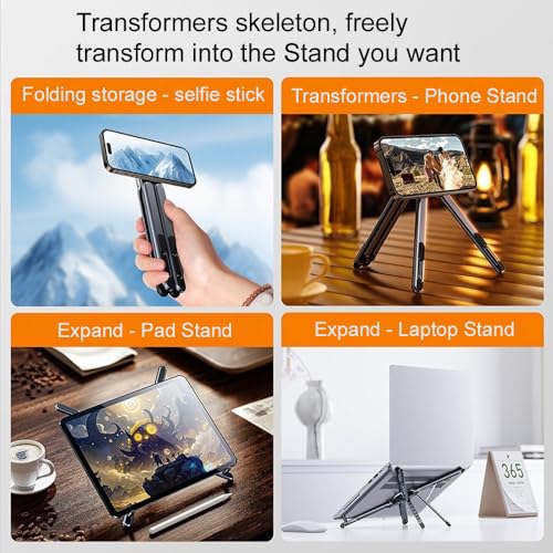 Multi-Purpose Portable Magnetic Stand, Suitable for Smartphones, Pad，Laptop， AluminumAlloy Material,Suitable fortraveling, Official Working and Leisure, and Home Entertainment (E05-gray)