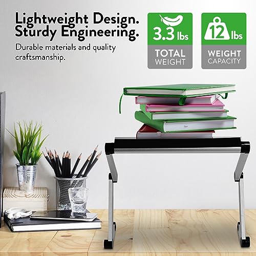 Uncaged Ergonomics Adjustable Book Holder, Tablet & Laptop Stand, Aluminum Portable Reading Stand for Textbooks & Cookbooks, Recipe Holder for Kitchen Counter, Silver - color: Silver