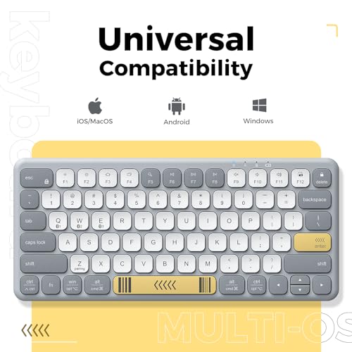 iClever BK50 Compact Bluetooth Keyboard, Portable, Vibrant Colors, Silent Typing, Syncs with 3 Devices – Compatible with Tablet, iPad, iPhone, Windows