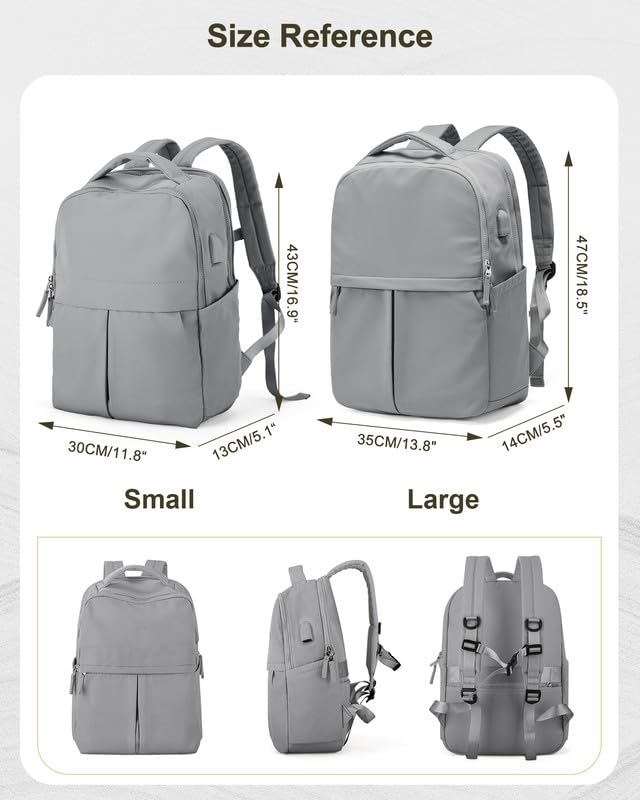 Laptop Work Backpack for Women - 15.6 Inch Laptop Compartment, Lightweight Waterproof Large Travel Backpack for College, Nurse & Teacher, Grey - color: Model a Grey