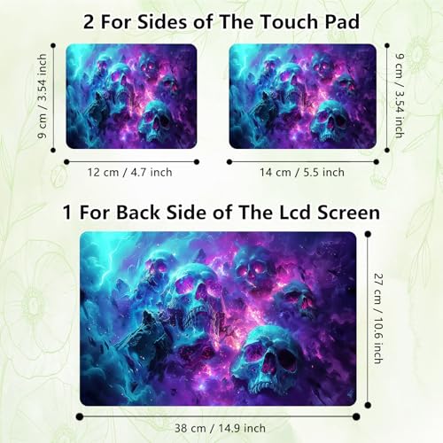 Laptop Skin Sticker Decal, Universal Reusable Vinyl Laptop Cover for 12" 13" 13.3" 14" 15" 15.4" 15.6" Notebook PC, Waterproof Scratch-Resistant with 2 Wrist Pads, Easy to Apply & Remove,Art Skulls - color: Art Skulls