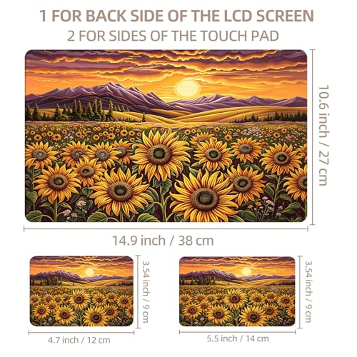 Universal Laptop Skin Sticker for 12/13/14/15.6 Inch Laptops, Reusable Vinyl Laptop Decal Cover, Waterproof Scratch Resistant Notebook Skin with 2 Wrist Pads,Sunset Sunflowers - color: Sunset Sunflowers