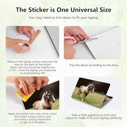 Laptop Skin Sticker Decal, Universal Reusable Vinyl Laptop Cover for 12" 13" 13.3" 14" 15" 15.4" 15.6" Notebook PC, Reusable Waterproof Scratch-Resistant with 2 Wrist Pads,Beautiful Horse Animal - color: Beautiful Horse Animal