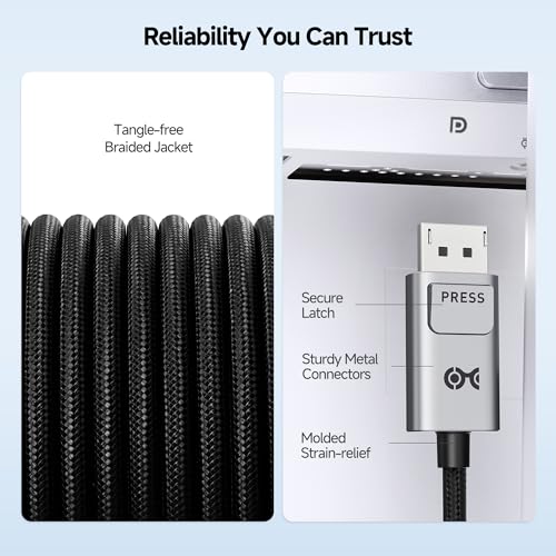 Cable Matters 40Gbps Bidirectional USB C to DisplayPort 2.1 Cable, 6ft/1.8m | DP40 (UHBR10), 8K@120Hz / 4K@480Hz, DisplayPort to USB C Cable, No Power Delivery - size: 6 Feet
