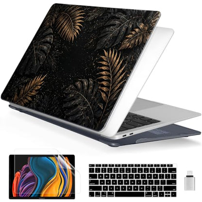Batianda LumiArt Case for MacBook Air 13" M1 Chip, Luxury Tropic Leaf | Fits Model A2337/A2179/A1932, 2018-2020; 1.2mm Slim Lightweight Hard Shell Cover, Scratch Resistant,4-in-1 Accessories Bundle - color: Luxury Tropic Leaf